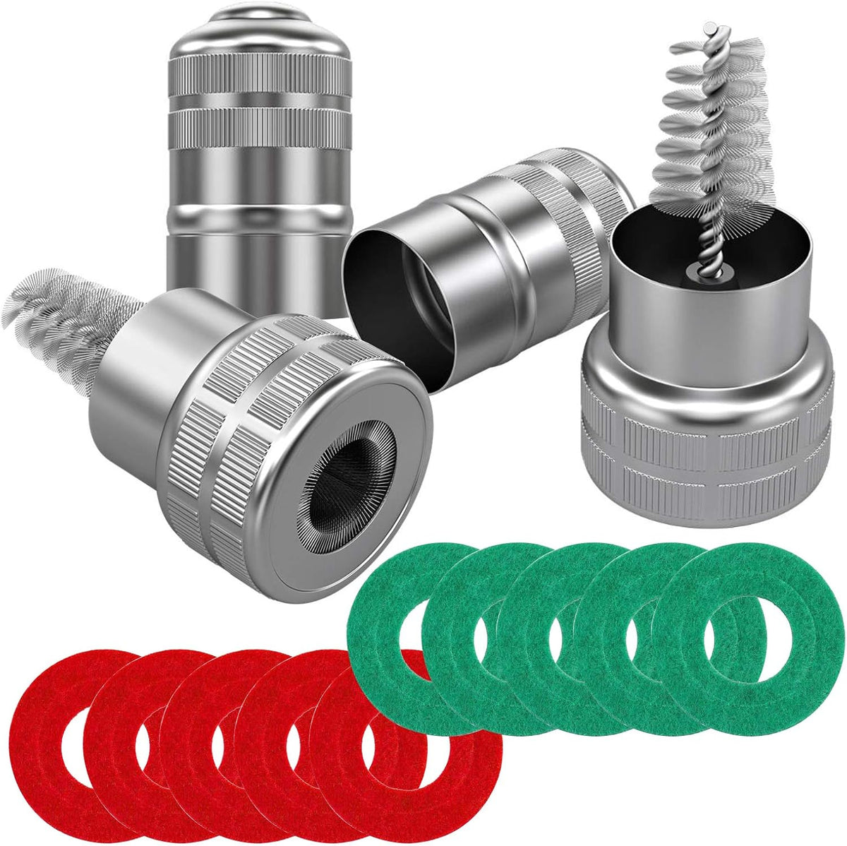 TKDMR Battery Terminal Cleaners (2 pcs),12 pcs Battery Terminal Anti-Corrosion Fiber Washers (6 Red & 6 Green) for Car Marine Battery