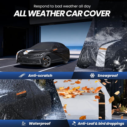 Large SUV Car Cover for Chevy Suburban 100% Waterproof All Weather, Heavy Duty Outdoor Full Exterior Covers Rain Sun Wind UV Protection. - Colors D