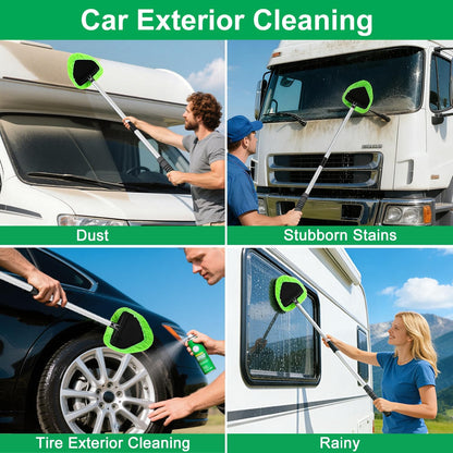 XINDELL 24-inch Windshield Cleaner Tool – Upgrade Large Head Car Interior&Exterior Window Cleaning Kit with Extendable Handle & 4 Microfiber Pads, Auto Wiper Brush for Car, Trucks, SUVs, RVs & Home