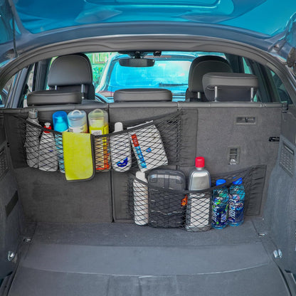 Universal Mesh Cargo Net for Car Trunk Storage,Elastic Small Automotive Cargo Net Pocket Wall Sticker Organizer Pouch Bag Storage for SUV,2 Pack with Tape Stickers