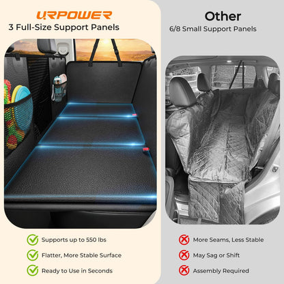 URPOWER 2026 Upgraded Back Seat Extender for Dogs - Large Hard Bottom Dog Car Seat Cover Holds 550lbs, Waterproof Dog Hammock Pet Bed with High-Density Foam Non-Slip Backseat Protector