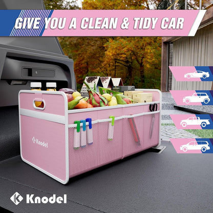 K KNODEL Car Trunk Organizer, Foldable Organizer for Car, Automotive Consoles & Organizers, Storage with Reinforced Handles (Medium, Black)