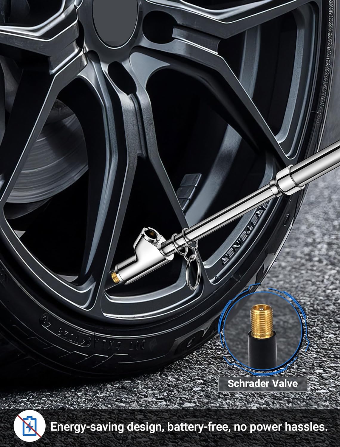 LUMITECO 2-Pack Dual Head Tire Pressure Gauge, Heavy Duty Truck Air Pressure Gauge Range 10-150 PSI, 1-10 Bar w/Valve Cores & Valve Caps, Tire Gauges for Tire Pressure for Semi Truck, RV, Car (Black)