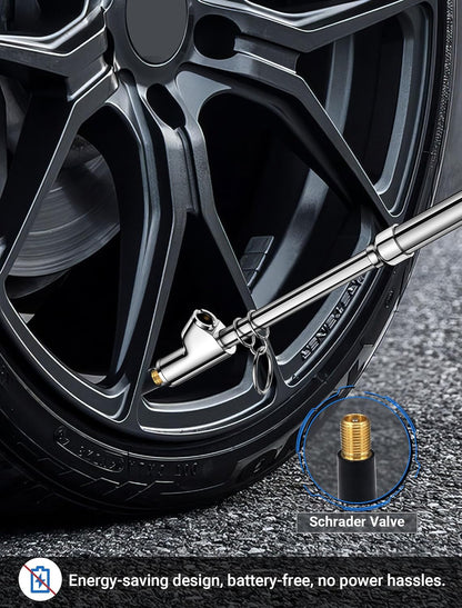 LUMITECO 2-Pack Dual Head Tire Pressure Gauge, Heavy Duty Truck Air Pressure Gauge Range 10-150 PSI, 1-10 Bar w/Valve Cores & Valve Caps, Tire Gauges for Tire Pressure for Semi Truck, RV, Car (Black)