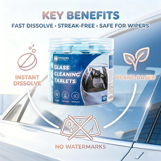 Couleurs Car Windshield Washer Tablets, Washer Fluid Tablets Glass Cleaner Concentrate Windshield Wiper Fluid Car Windshield Cleaner Automotive Glass Cleaner, 200 Pieces, 250 Pieces