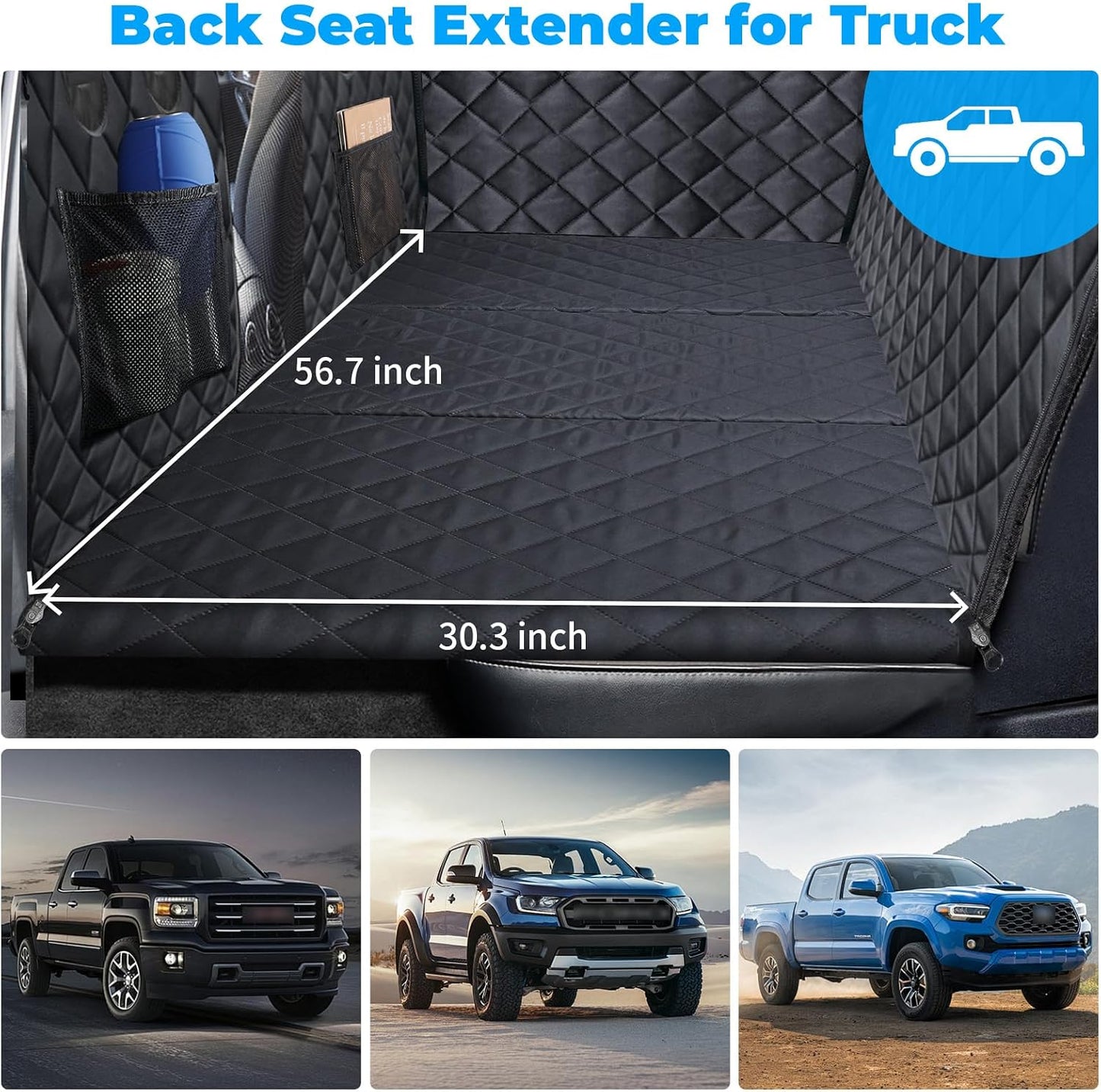 URPOWER 2026 Upgraded Back Seat Extender for Dogs - Large Hard Bottom Dog Car Seat Cover Holds 550lbs, Waterproof Dog Hammock Pet Bed with High-Density Foam Non-Slip Backseat Protector