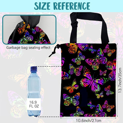Car Garbage Bag Colorful Floral Spring Daisy Drawstring Car Trash Bag Hanging for Back Seat with Adjustable Buckle Canvas Vehicle Trash Can Easy-to-Install