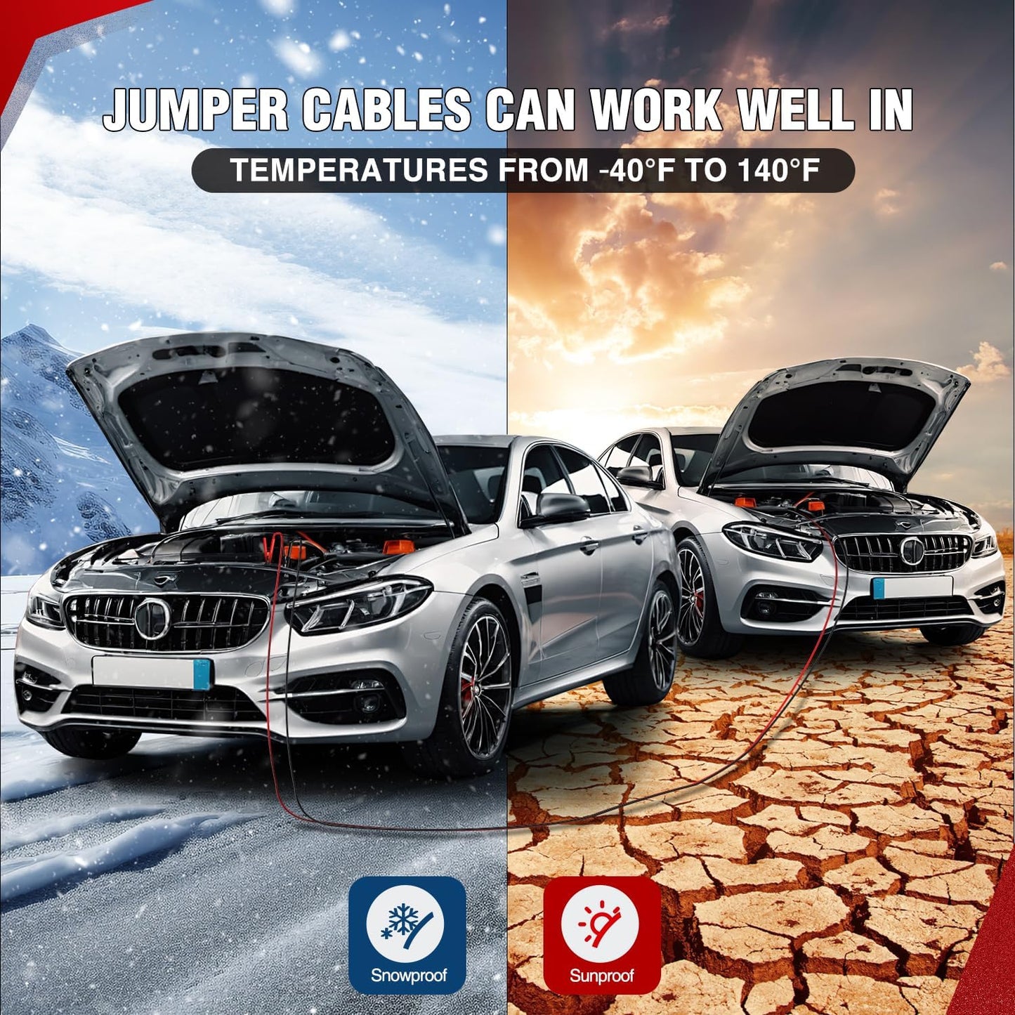 Nilight Jumper Cables for Car Battery 8 Gauge 12 FT Booster Cable Heavy Duty 250 A CCA with Carrying Bag Jump Start Emergency Kit Pickup Vans SUV Sedan Motorcycle