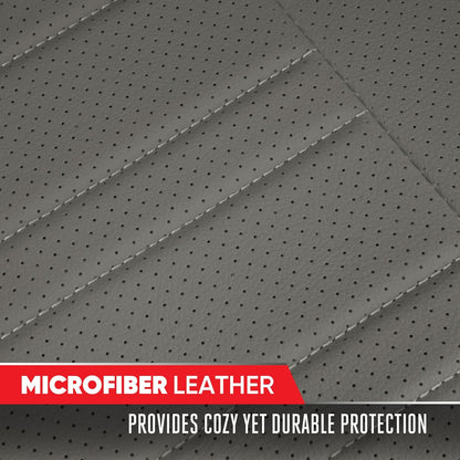 Motor Trend Seat Covers for Cars Trucks SUV, Faux Leather 2-Pack Black Padded with Storage Pockets, Premium Interior Car Seat Cover