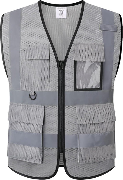 Safety Vest for Men Women Hi Vis Vest with Pockets Mesh High Visibility Vests Meets ANSI/ISEA Standards