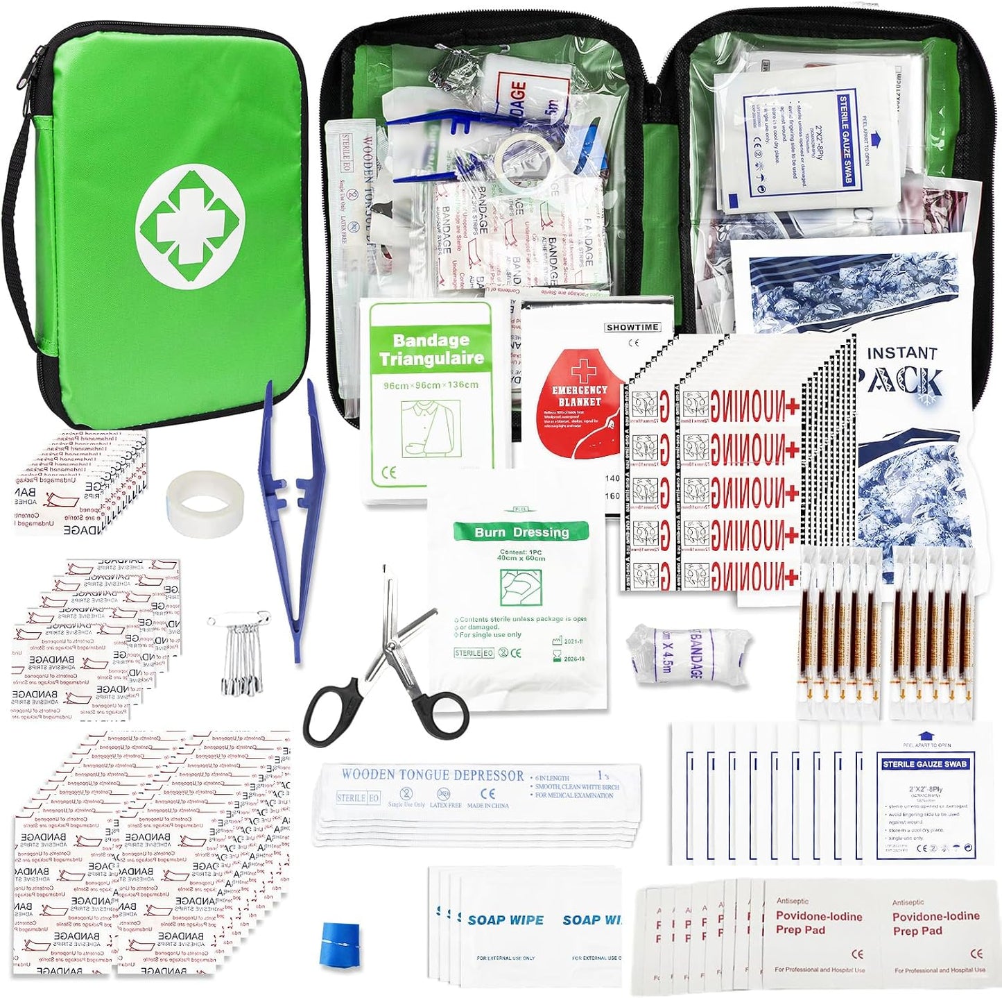 Travel-First Aid-Kit Car-Home 300PCS Survival-Kit Outdoor-Adventure - Small Portable Red Emergency Essential Sets Office Hiking Camping Business Public Must Have First Aid Gear Equipment 1st Aid
