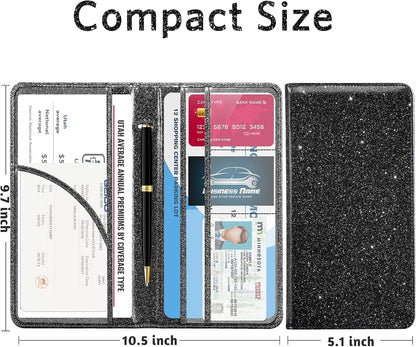 CoBak Car Registration and Insurance Holder - Vehicle Glove Box Car Organizer,Auto Truck Comparment Accessories Case with Magnetic Closure for Driver License,Cards - Colors A