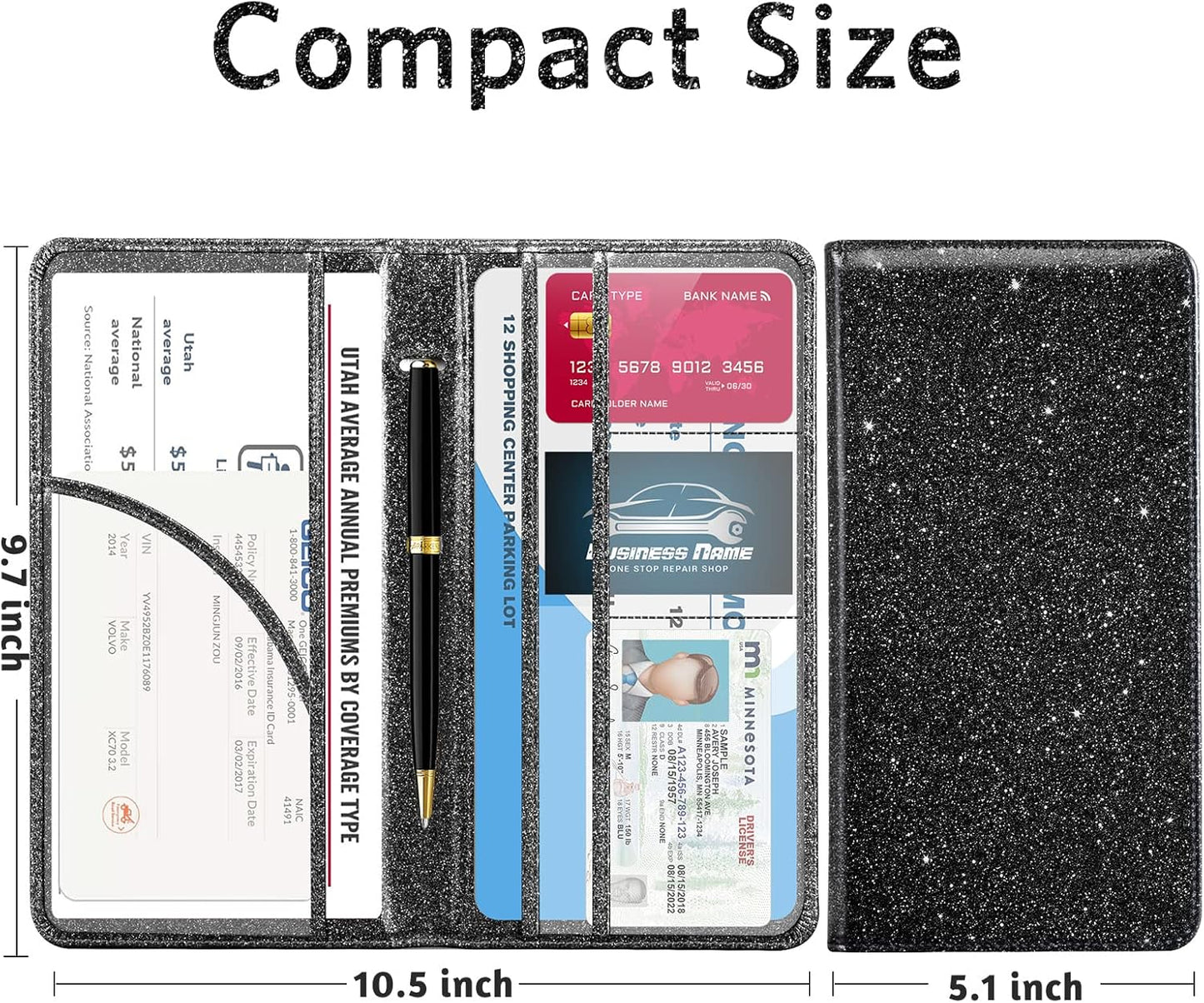 CoBak Car Registration and Insurance Holder - Vehicle Glove Box Car Organizer,Auto Truck Comparment Accessories Case with Magnetic Closure for Driver License,Cards - Colors A