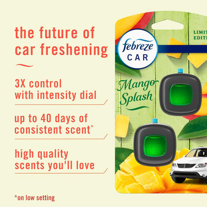 Febreze Car Air Freshener, Odor-Fighting Automotive Vent Clip, Scented Car Accessories, Long Lasting for Strong Odors, Hawaiian Aloha Scent, 4 Count