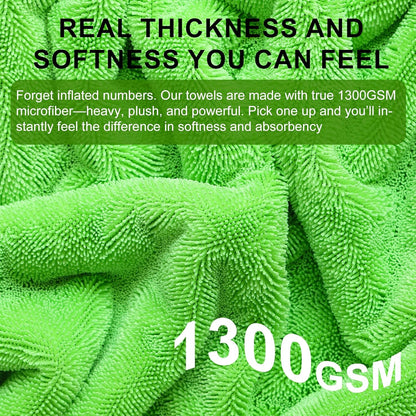 2 Pack XL Car Drying Towel – 1300GSM Ultra Absorbent Microfiber, 24"x36" Large Size, Twisted Loop, Lint-Free & Streak-Free for Auto Detailing, Car, SUV, Truck (Gray-Gray)