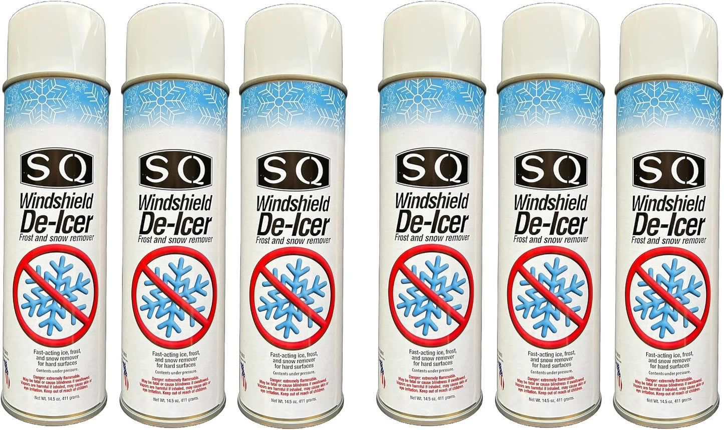 SQ Windshield De-Icer Frost and Snow Remover, 6 Pack, 14.5 oz per can (6)