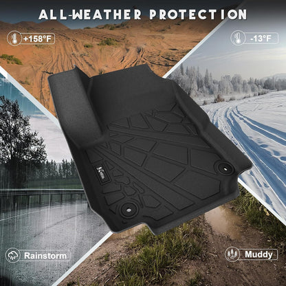 KARPAL Floor Mats for 2007-2013 Chevy Silverado & GMC Sierra 1500 Crew Cab / 2007-2014 2500/3500 HD(Footwell Coverage), All-Weather TPE Custom Fit Floor Liners Car Accessories
