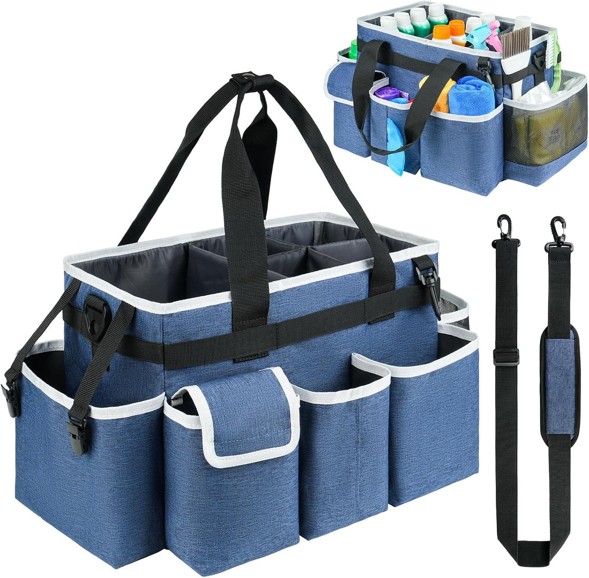 Cleaning Caddy,Cleaning Bag for Housekeepers,Cleaning Supplies Organizer with Handle,Black