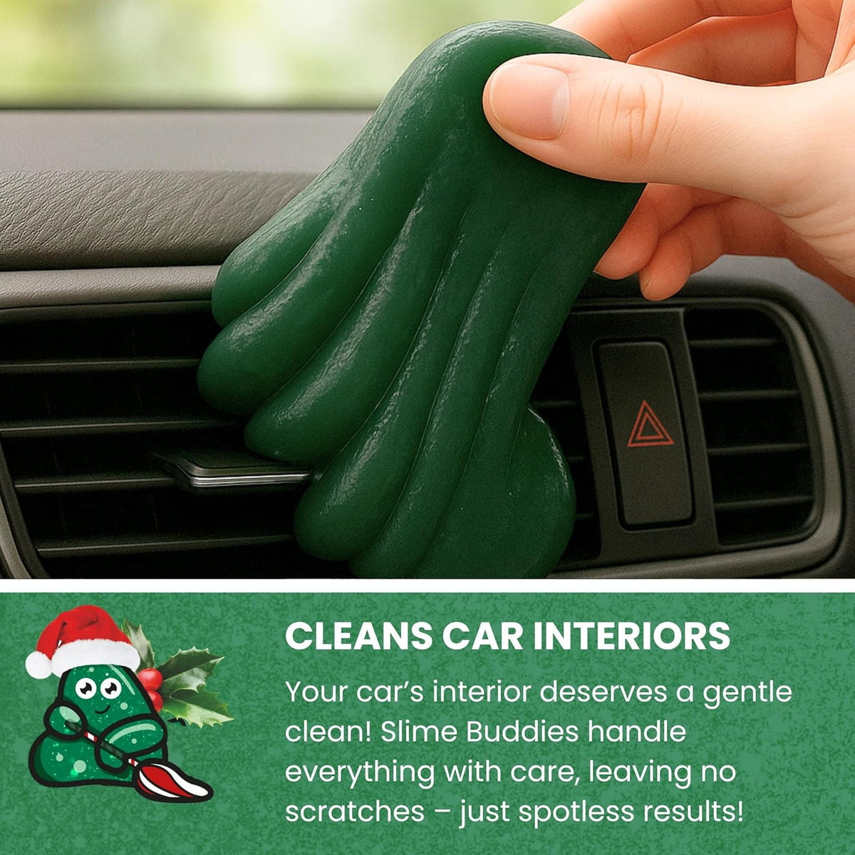 Slime Buddies Car Cleaning Gel Putty - Strawberry Scented Interior Detailing Tool for Cup Holders, Air Vents & Keyboard - Reusable Auto Detailing Accessories - Dust Remover Goop - Gifts for Men Women