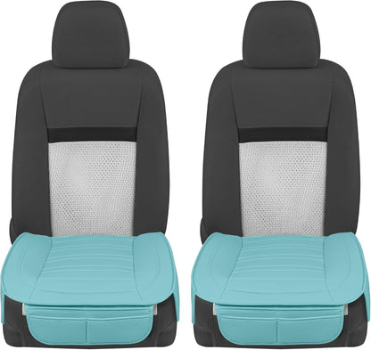 Motor Trend Seat Covers for Cars Trucks SUV, Faux Leather 2-Pack Black Padded with Storage Pockets, Premium Interior Car Seat Cover