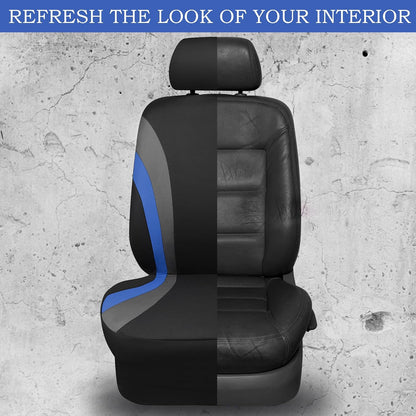 CAR PASS Line Rider Sporty Front Seat Covers,Gray Car Seat Covers Two Front Seats Only, Airbag Compatible,Universal Fit Sedans,Cars,Vans,SUV,Truck(Black and Gray)