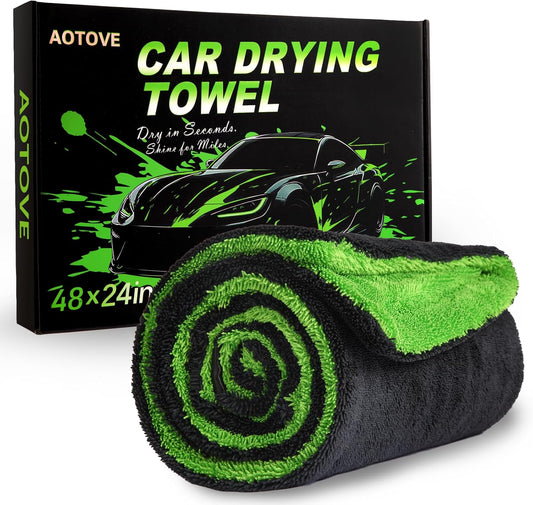 48"x24" XXL Car Drying Towel, 1300GSM Dual-Sided Microfiber Car Drying Cloth, Super Absorbent & Scratch-Free Lint-Free Wash Towel for Car, SUV, Truck & RV Cleaning (Machine Washable)