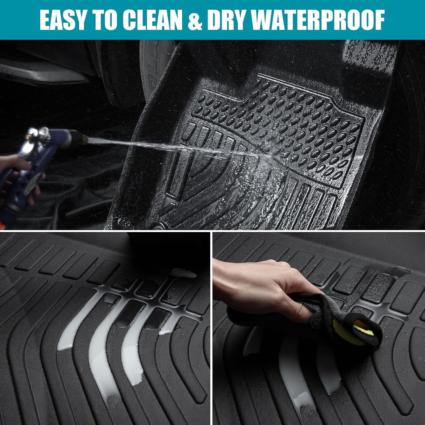 All Weather Floor Mats for 2016-2019 Chevy Cruze (No Fit 2016 Cruze Limited), Chevy Cruze Floor Mats, 1st and 2nd Maximum Coverage, 3D Waterproof TPE Rubber Protector Car Mats Full Set Liners