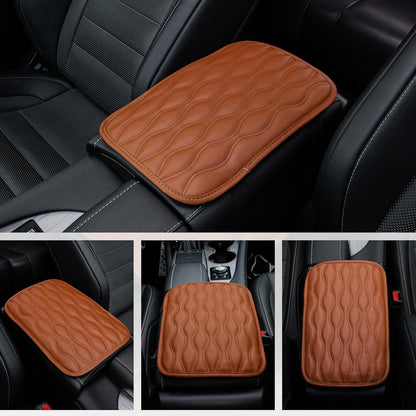 Amiss Car Center Console Cover, Upgraded Leather Car Armrest Cushion with 2 Storage Pockets, Universal Waterproof Cushion Pad, Non-Slip Car Interior Accessories, Fits Most Sedans SUVs Trucks (Black)