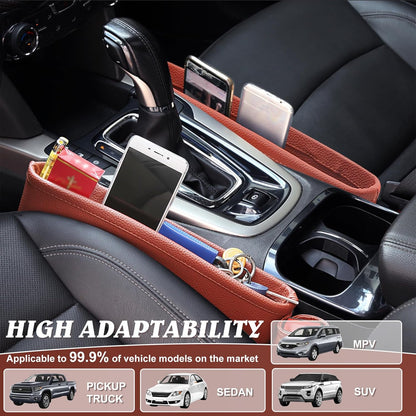 2 Pack Update Car Seat Gap Filler Organizer Leather Console Storage Box Front Side Pocket Seats Organizers Filler Interior Car Accessories for Phone Wallet Coin Key Sunglasses (Black)