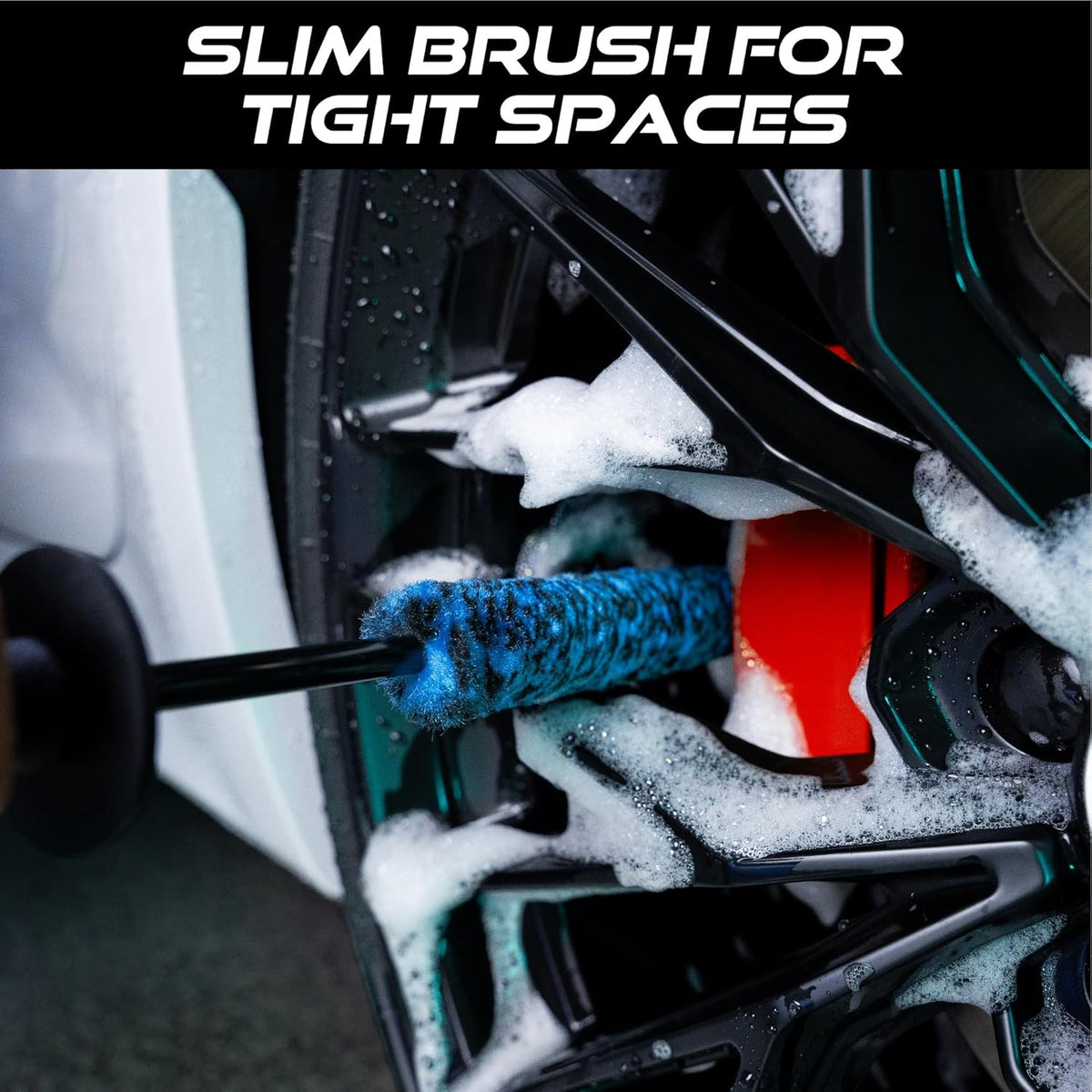 VIKING Wheel Barrel Brush, Cleaning Brush for Wheels and Car Detailing Kit, Regular Diameter, 16 Inch Length, Teal, 1 Pack