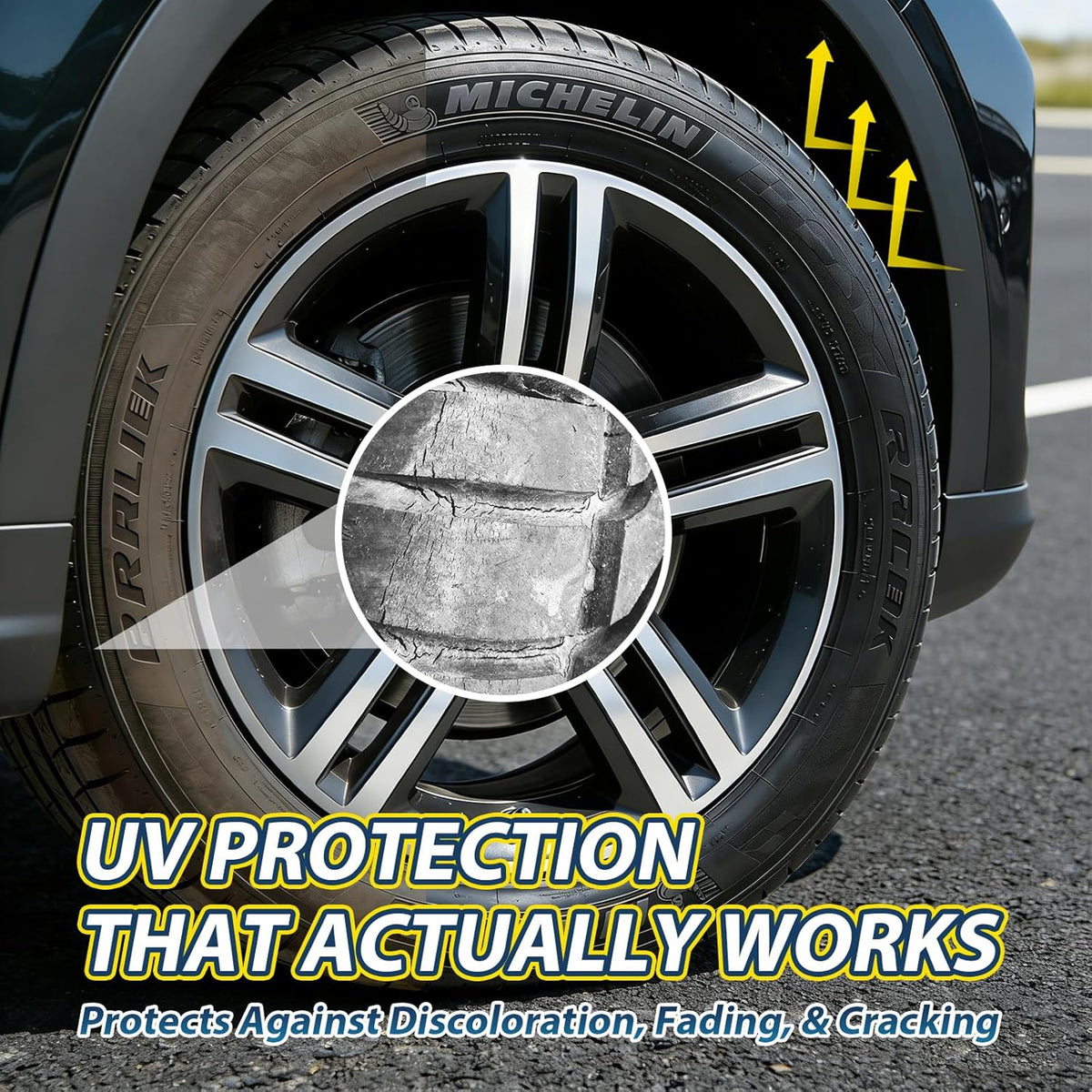 Tire Shine Spray – High Gloss Wet Look with UV Protection, Deep Black Finish for Tires & Trim, Long Lasting Car Tire Dressing for Cars Trucks SUVs Motorcycles RVs, 7oz