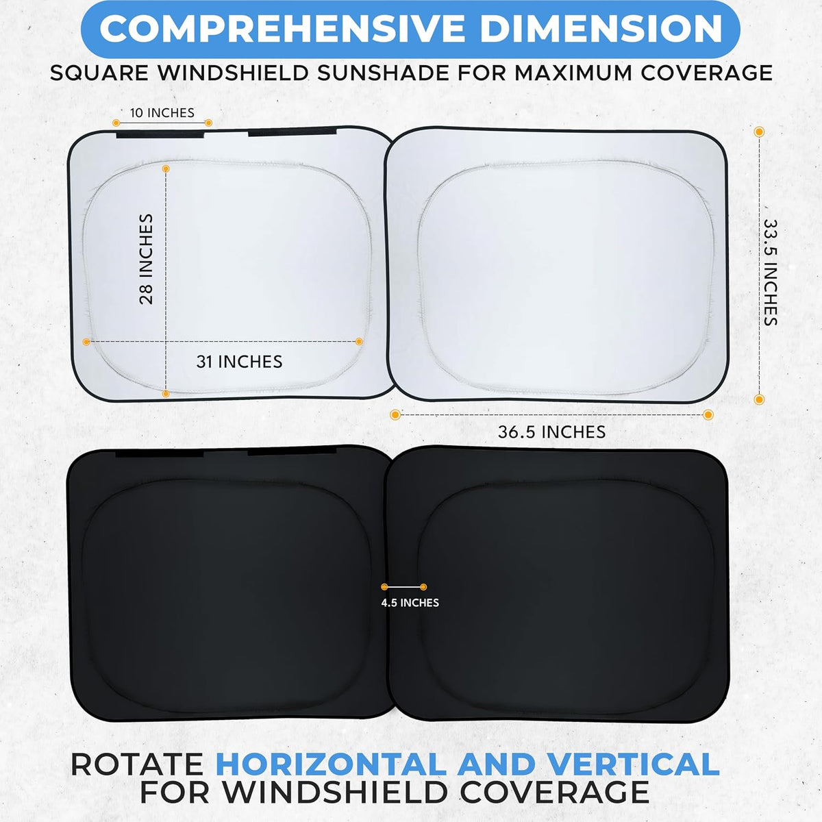 Autovir Car Windshield Sun Shade Foldable | Front Windshield Shade for Sun, Heat and UV Rays | Sunshade for Car Front Window and Interior Sun Protection | Medium (28 x 31 inches)