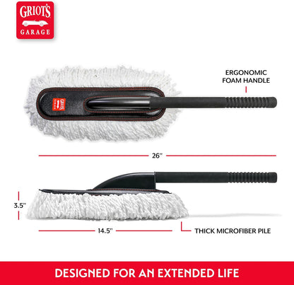 Griot's Garage Microfiber Mini Duster for Car Interior Cleaning and Detailing, Cleans Paint, Glass, Chrome, and Trim, Storage Bag Included, 11412