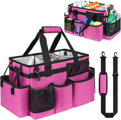 Cleaning Caddy Bag, Cleaning Supplies Organizer for Housekeepers, Housekeeping Caddy with Handle and Detachable Padded Cushion, Black