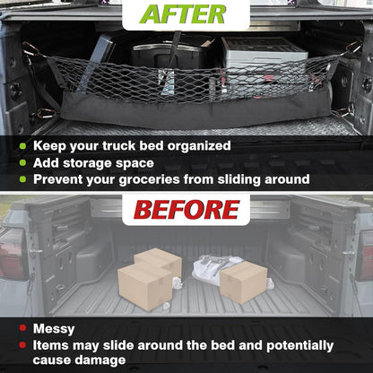 Muslogy Truck Bed Cargo Net Trunk Netting Compatible with 2023-2025 2026 Honda CR-V Accessories, Pickup Cargo Organizer SUV Sedan Storage Net w/Heavy Duty Carabiners - Colors B