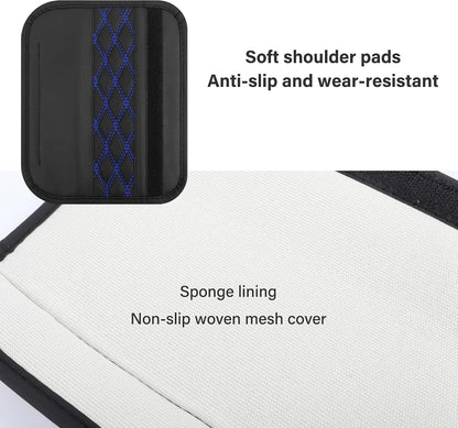 2PCS Car Seat Belt Cover Pads,Leather Seatbelt Covers Protect Shoulder and Neck Car Accessories Interior,Universal Car Seat Strap Pads Car Decorations for Most Cars Trucks (Black/Red)