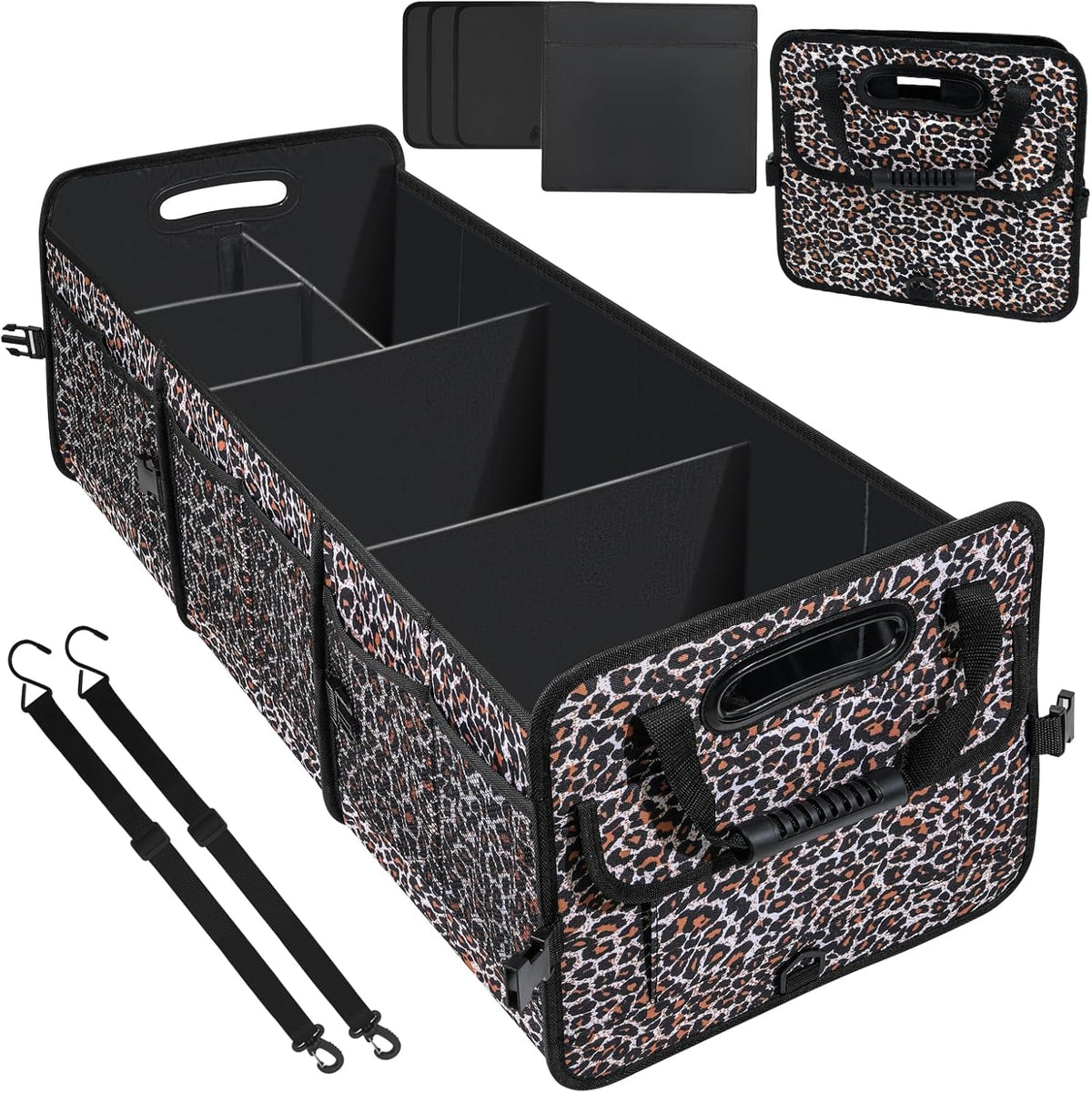 AOPHY Trunk Organizer for Car, 95L Large Capacity Trunk Storage with Non-Slip Bottom Strips, Cargo Organizer for Suv, Truck, Sedan, Waterproof Portable Car Organizers for Women Men(Pink)
