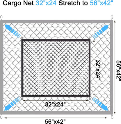 BAILALIBO Cargo Net Stretchable, Adjustable Elastic Trunk Mesh Nets with Metal Hook Universal for SUV, Jeep, Trucks, Car Exterior Accessories for Secure Storage (35.4x15.8 inch)