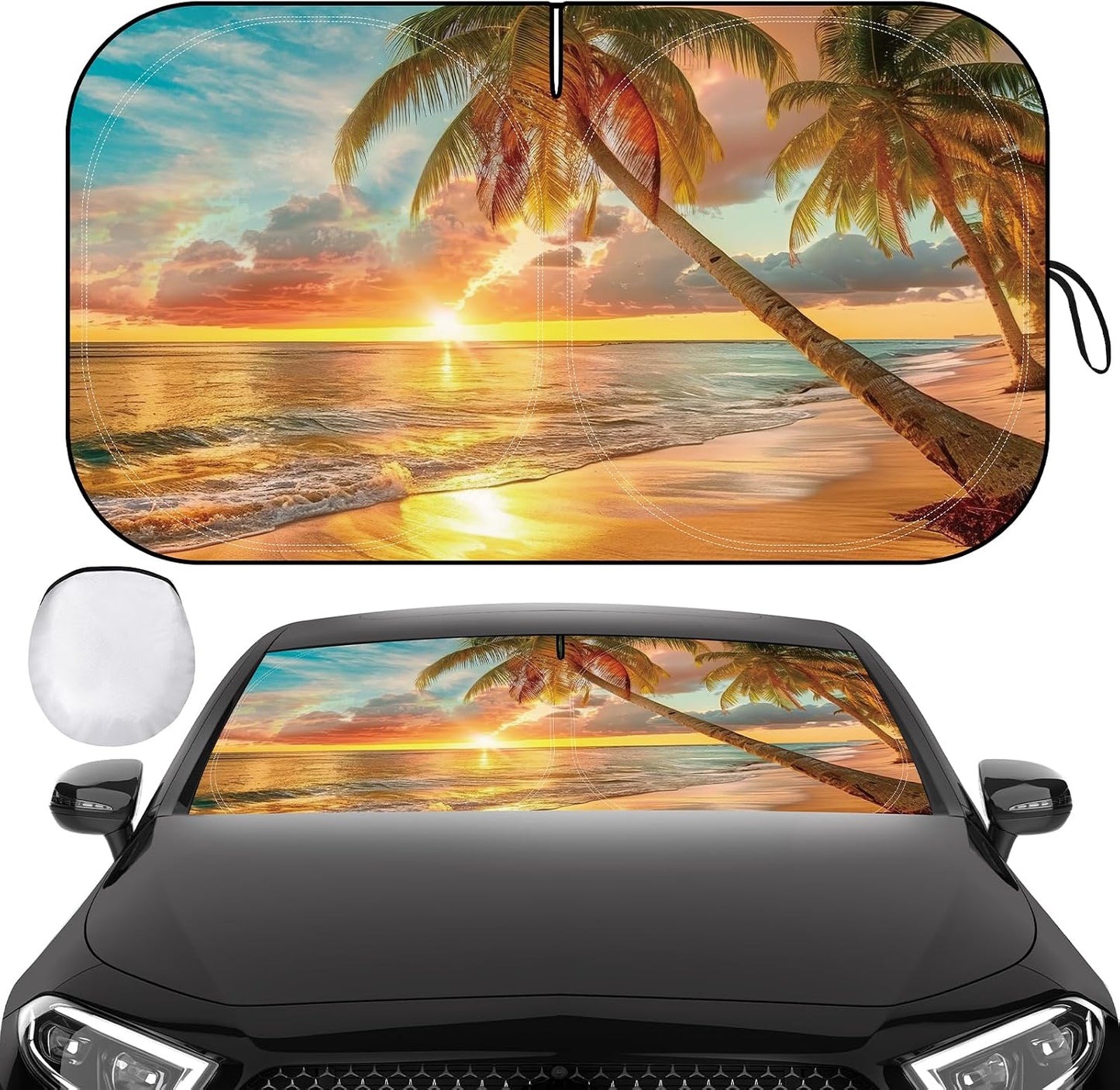 Iridescent Sun Shade for Car Windshield, Foldable Universal Car Windshield Upgrade Sunshade Enhanced UV Rays Reflective Sun Visor Shade Keeps Vehicle Cool