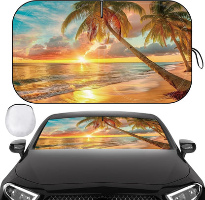 Iridescent Sun Shade for Car Windshield, Foldable Universal Car Windshield Upgrade Sunshade Enhanced UV Rays Reflective Sun Visor Shade Keeps Vehicle Cool