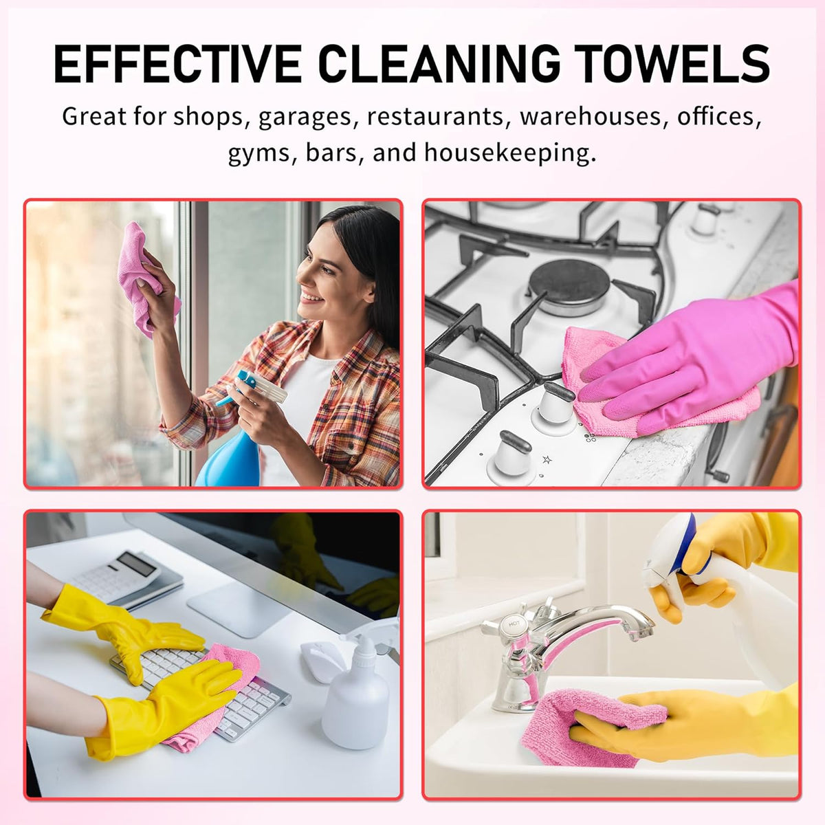 Microfiber Cleaning Cloth, 100 Pack Cleaning Rags Microfiber Towel Bulk Absorbent Lint-Free Wash Cloths, All-Purpose Shop Towels for Cars, Automotive, Garage, Home & Kitchen 11.5"*11.5"