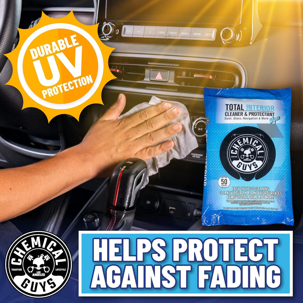 Chemical Guys Canister Wipes - Total Interior Cleaner & Protectant, Great For Cars, Trucks, SUVs, RVs, & More (60 Ct)