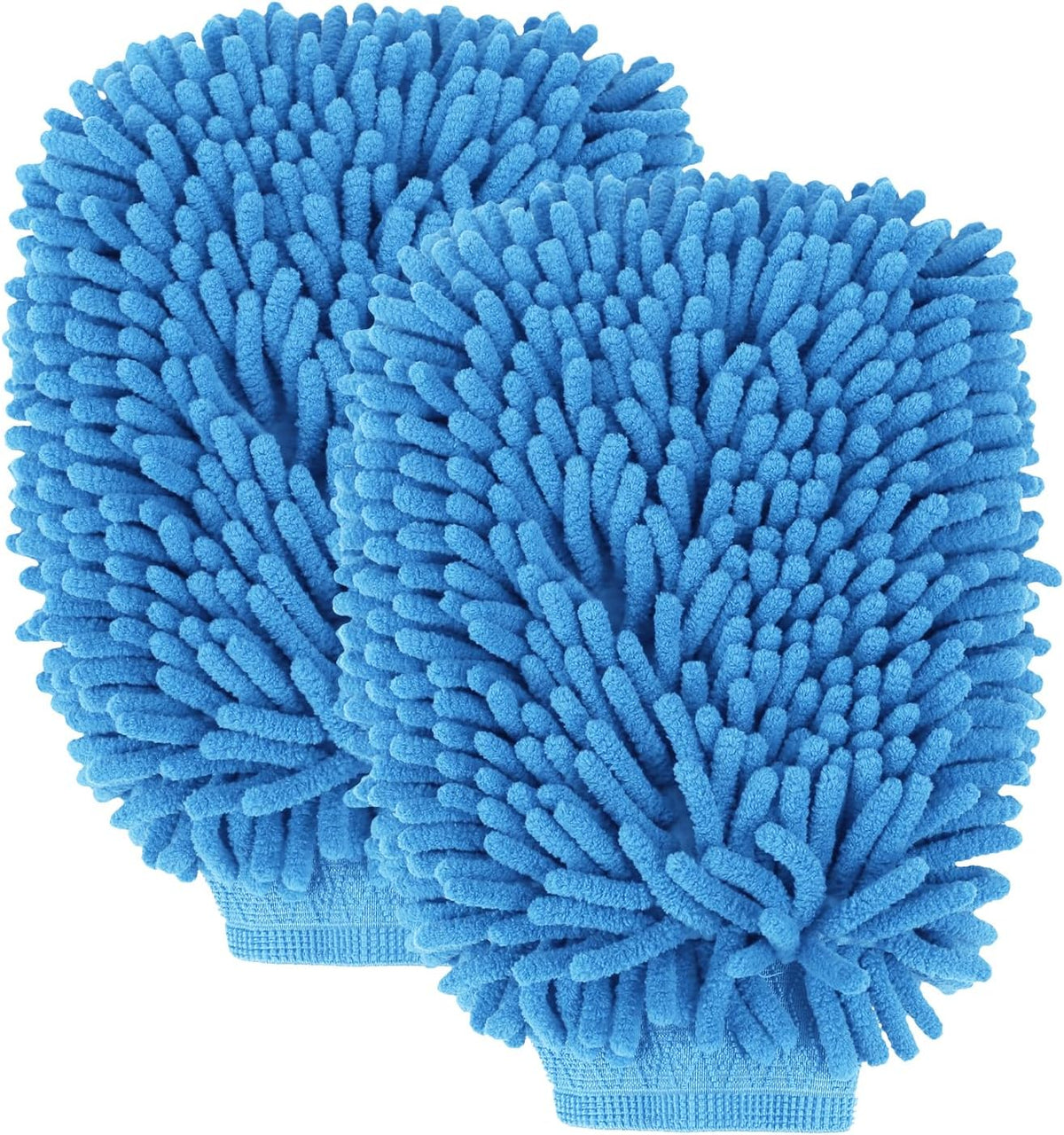 wuyaoyao 2PCS Car Wash Mitt, 10.14"×7.12" Chenille Microfiber Car Wash Mitts, Scratch-Free & Lint-Free, Absorbent Double Sided Clean Glove for Cars Cleaning, Auto Cleaning Supplies (Orange)