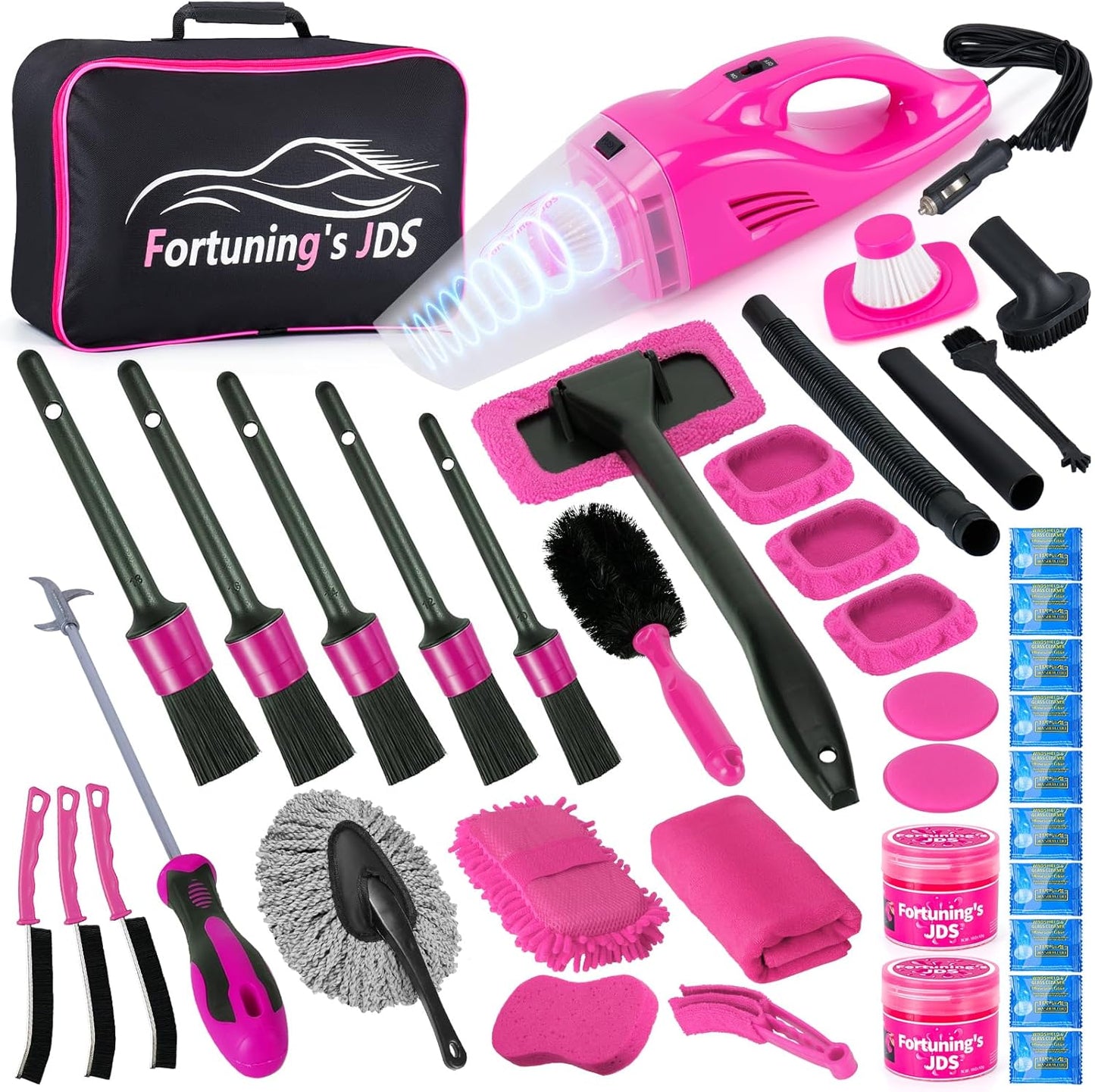 47PCS Car Detailing Kit Interior Cleaner, Car Cleaning Kit, Car Vacuum Car Interior Detailing Kit, Car Wash Kit with Bucket Auto Detailing Brush Set Car Accessories for Motorcycle, Cars, Bikes, Wheels