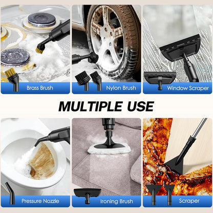 ODSD Steam Cleaner for Home & Car, 3-Level Adjustable Steamer for Cleaning, 15s Heat-Up & 1.6L Large Tank, Handheld Steam Cleaner for Car Detailing, Home, Tile, Grout,Furniture with 15pcs Accessories