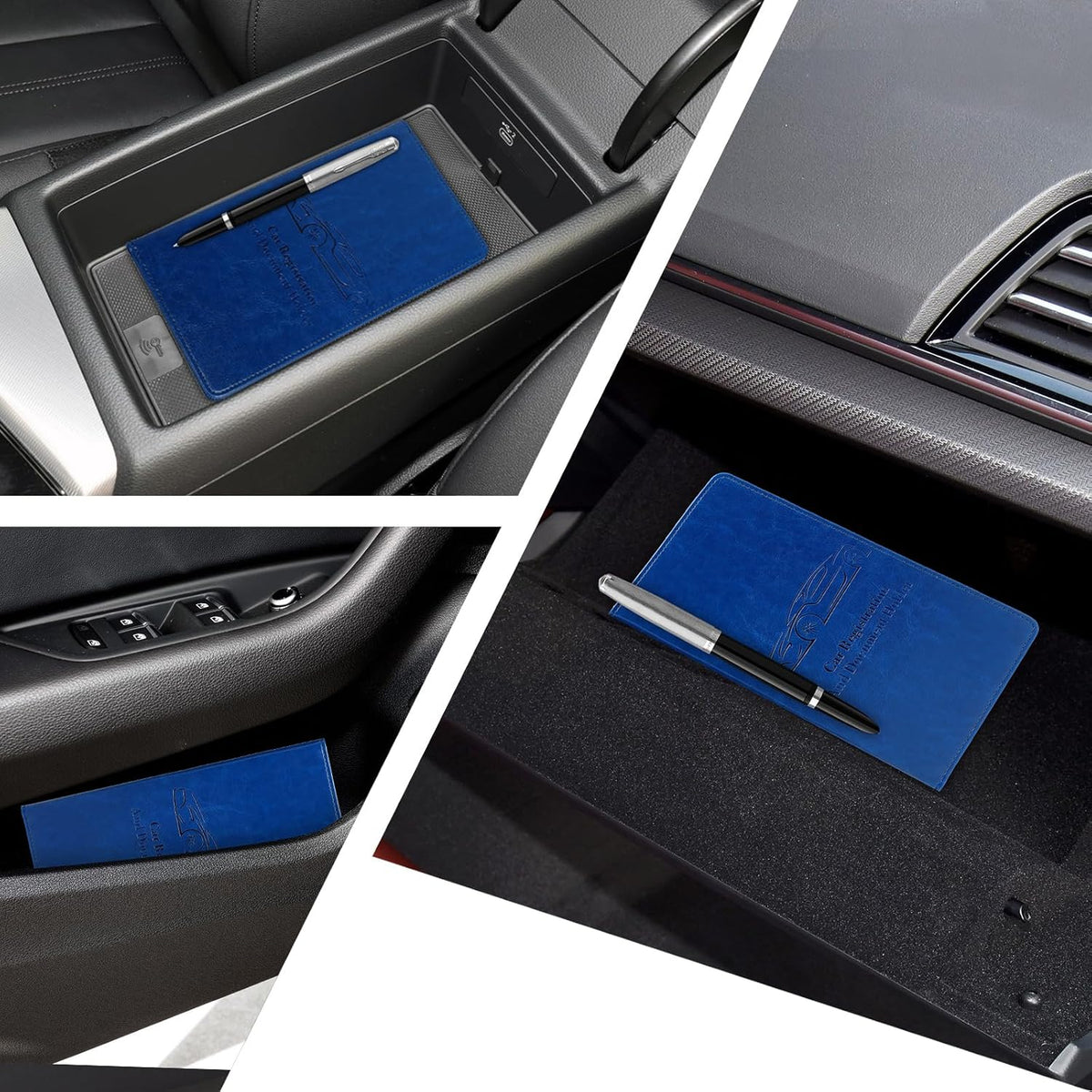 Car Registration and Insurance Card Holder for Women Men, Orange Glove Box Paperwork Organizer with Magnetic Buckle for Easy Access and Protect Documents and Various Cards in Vehicle