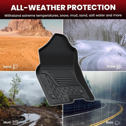 LASFIT Floor Mats for 2019-2025 2026 Ram 2500/3500 Crew Cab Bucket Seat for Carpet & Vinyl Floor (NOT fit Model with PTO Kit), All Weather TPE Custom Fit Car Mats Floor Liners 1st & 2nd Row, Black