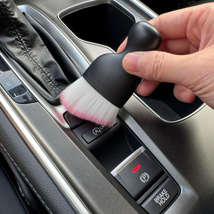 Car Detailing Brush, Soft Bristle Cleaning Brush, Scratch-Free Auto Duster Tool for Dashboard, Air Vents, Leather & Interior Cleaning (Black&Brown)
