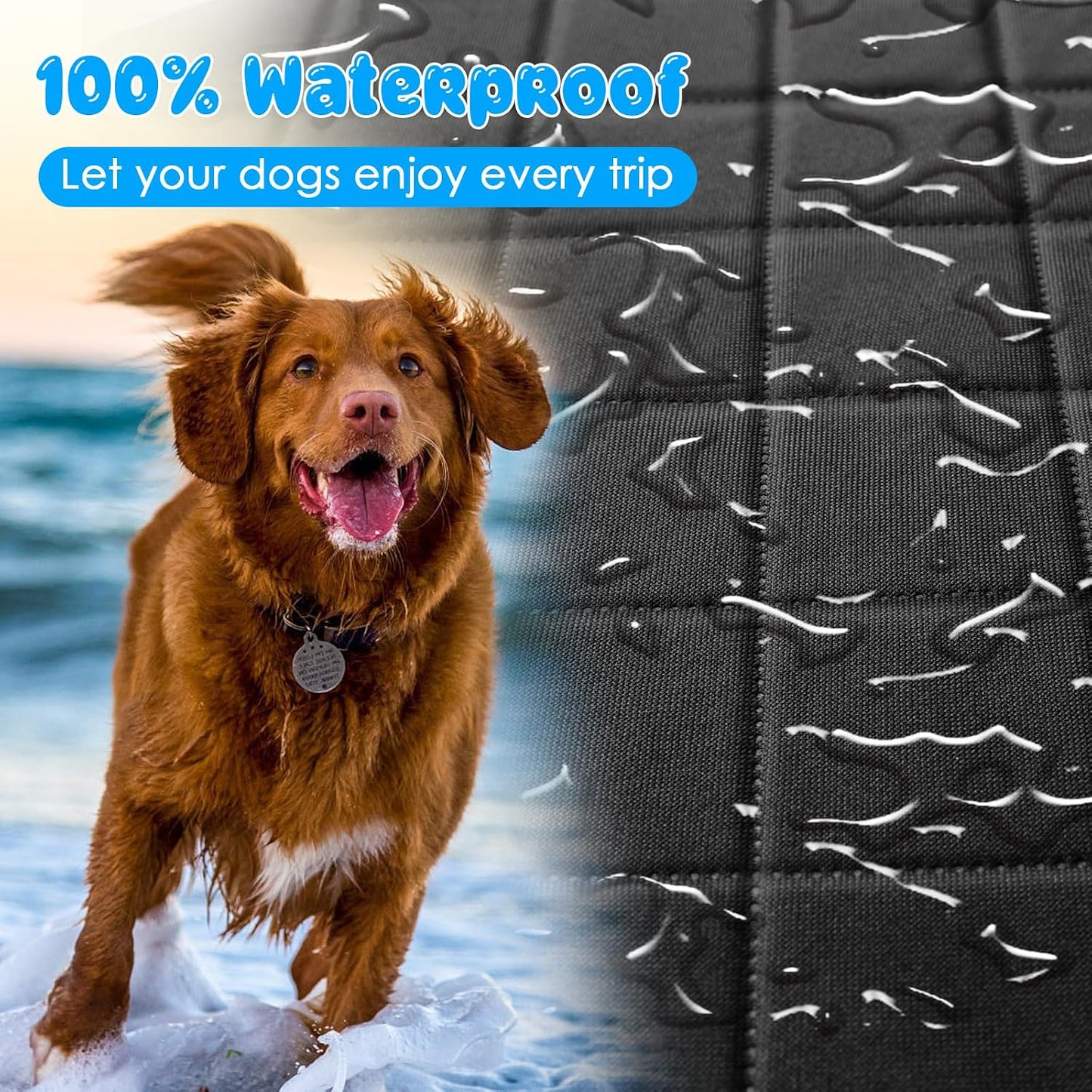 URPOWER 2026 Upgraded Back Seat Extender for Dogs - Large Hard Bottom Dog Car Seat Cover Holds 550lbs, Waterproof Dog Hammock Pet Bed with High-Density Foam Non-Slip Backseat Protector
