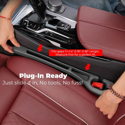 BESTKEE Car Seat Gap Filler 2 Pack, No Drop Seat Gap Plug with Dual Storage Slots, Blocks Phones Keys Coins, Flexible EVA Console Gap Filler Auto Accessories for Cars SUVs Trucks